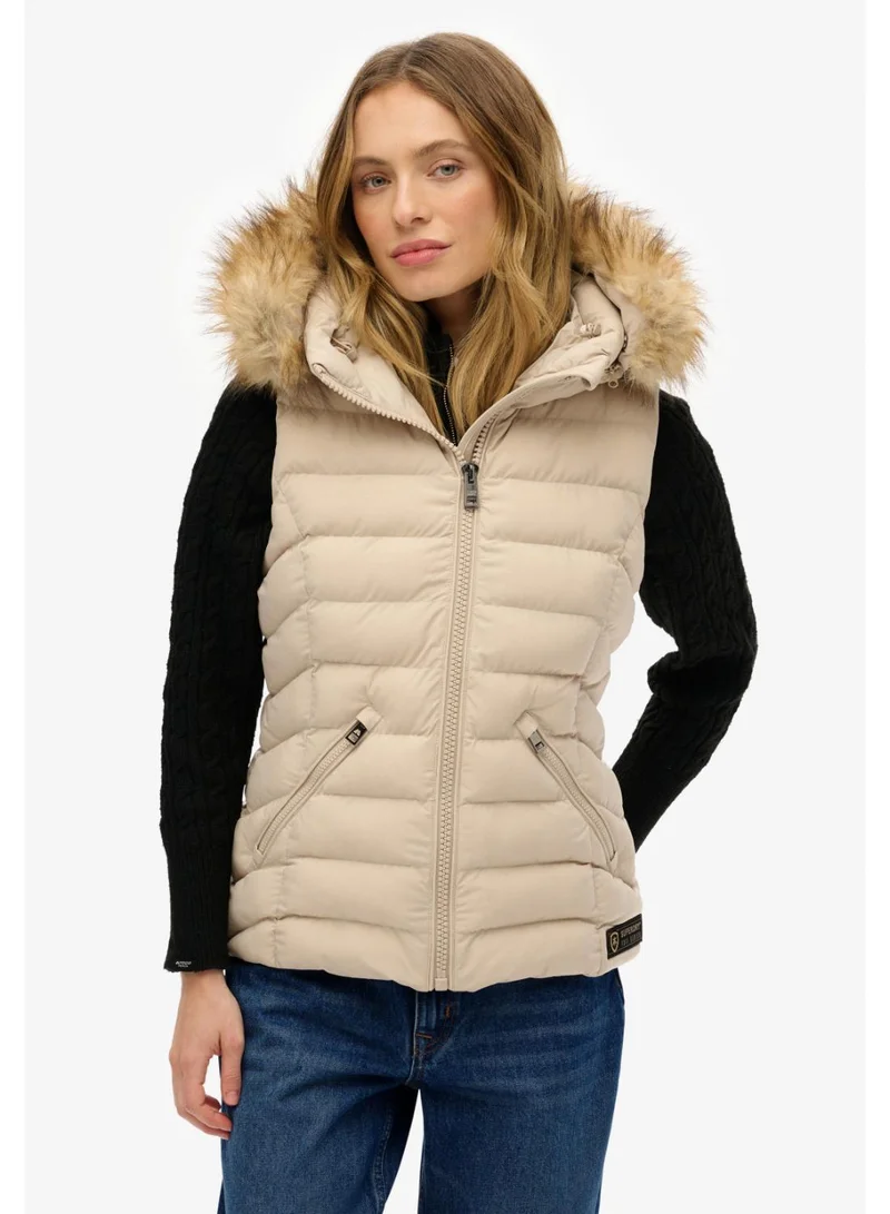 Superdry  Fuji Faux Fur Hooded Gilet for Women | Best Price UAE