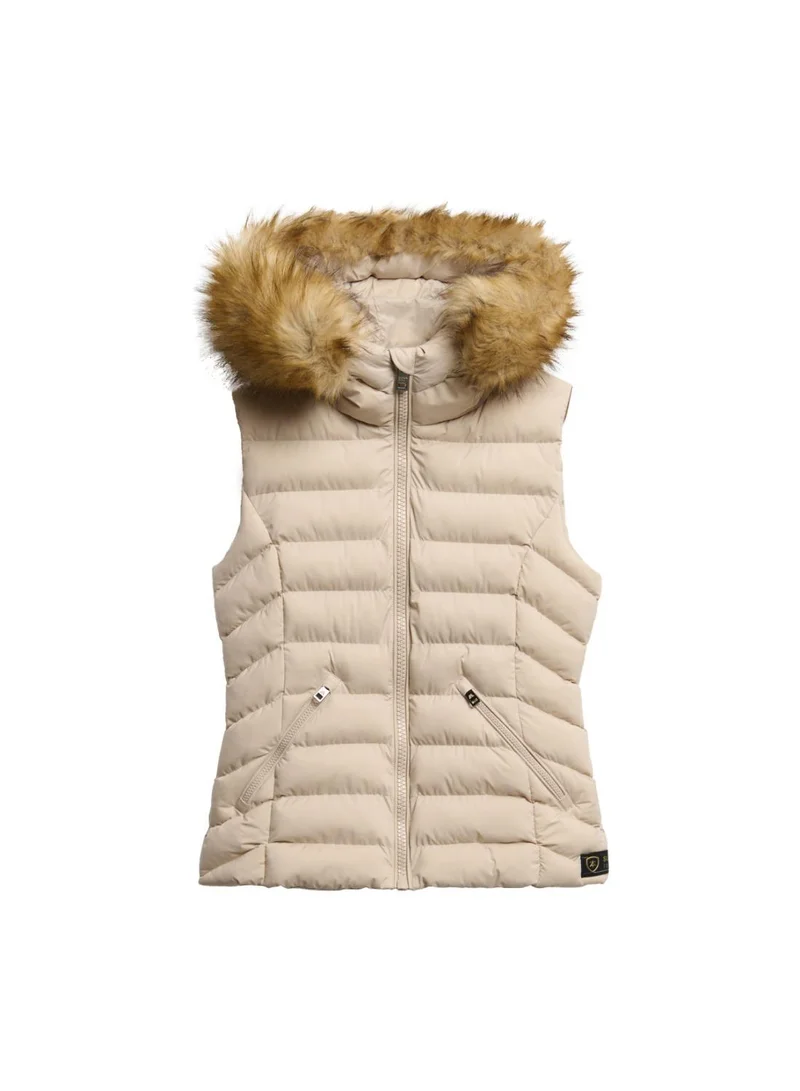 Superdry  Fuji Faux Fur Hooded Gilet for Women | Best Price UAE