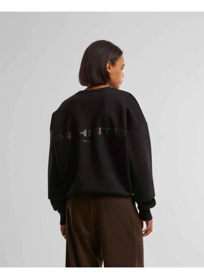 Prohibited Black Basic Crew Neck Logo Sweatshirt  | Best Price UAE