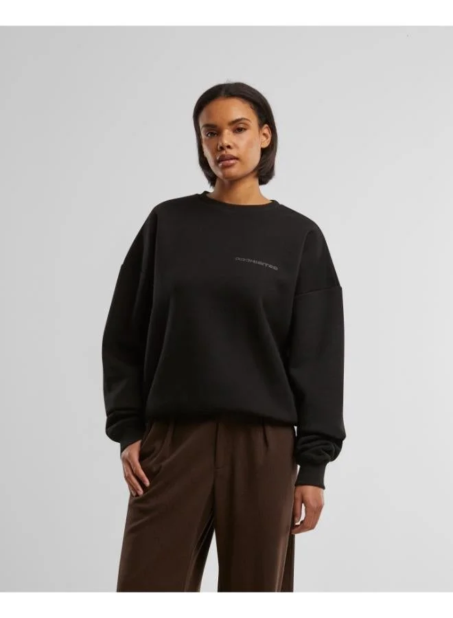 Prohibited Black Basic Crew Neck Logo Sweatshirt  | Best Price UAE