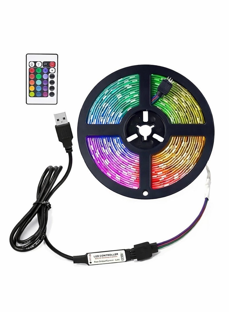 الثريات 2 متر-شريط إضاءة LED RGB يعمل USB مع ريموت كنترول – إضاءة خلف التلفزيون وغرف النوم والألعاب متعددة الألوان وسهلة التركيب - Image 3