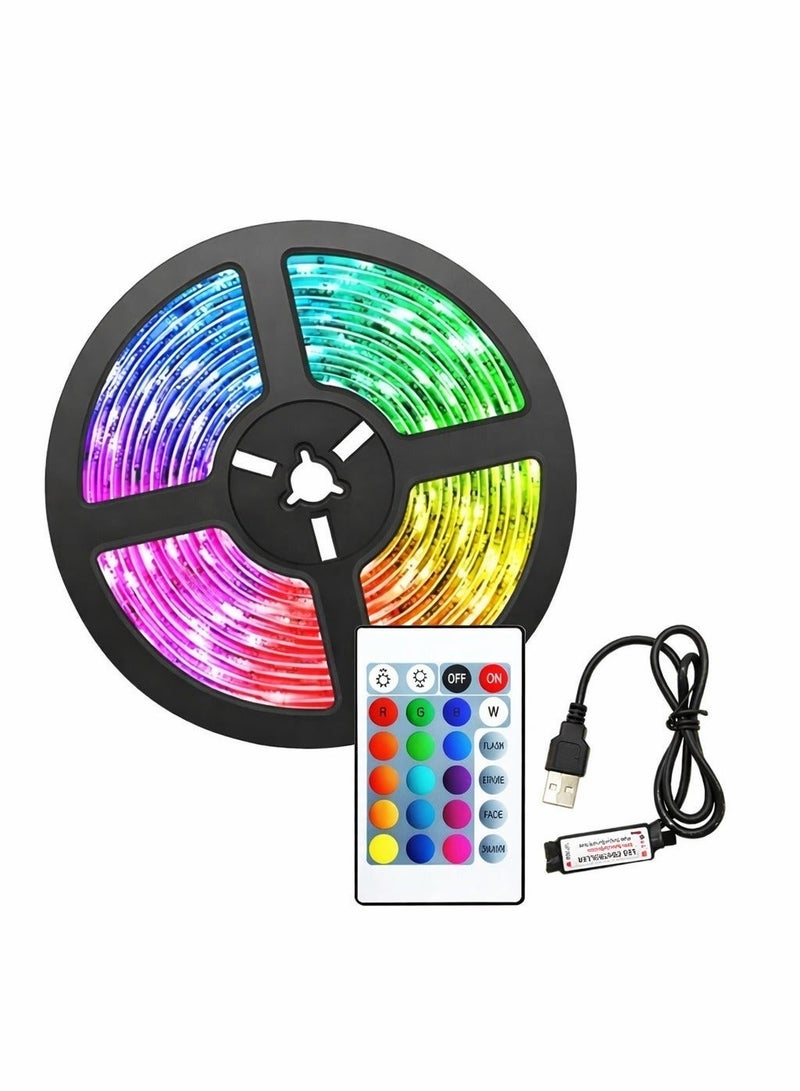 الثريات 2 متر-شريط إضاءة LED RGB يعمل USB مع ريموت كنترول – إضاءة خلف التلفزيون وغرف النوم والألعاب متعددة الألوان وسهلة التركيب - Image 2