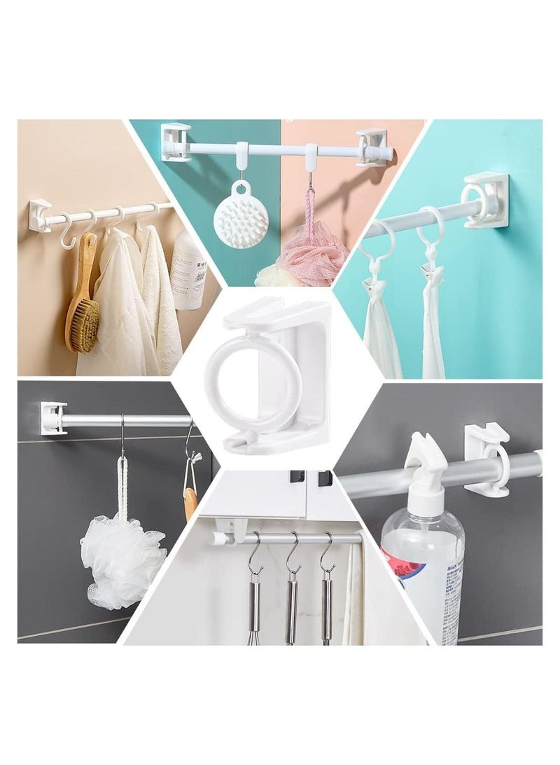 KASTWAVE Self Adhesive Rotating Ring Curtain Rod Brackets, No Drilling, Adjustable Curtain Rod Holders for Kitchen, Bathroom, Hotel, 8Pcs (White)  - Image 4