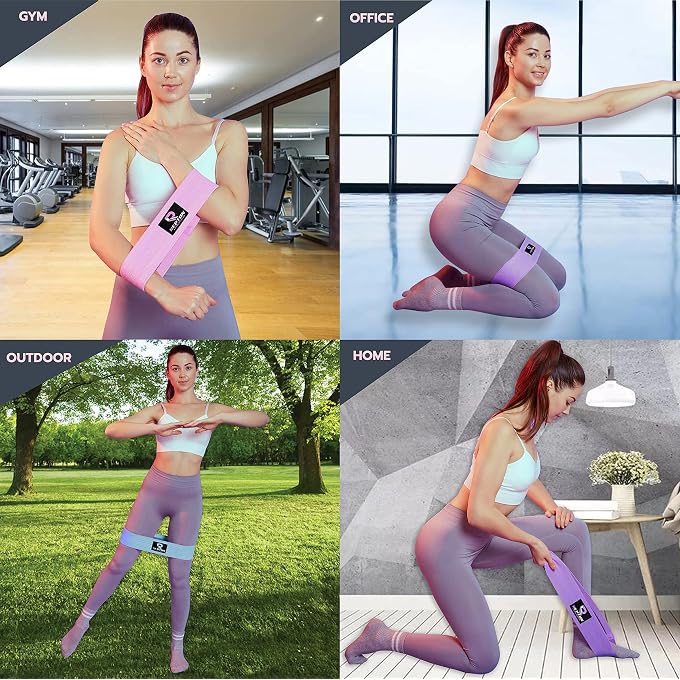 3 Sets Resistance Bands | Glutes, Hips And Legs Exercise Band | Ideal For Home Gym Fitness, Yoga, Pilates & Workout | Women And Men Non-Slip Booty Band | Physio Resistant Loop - Image 3