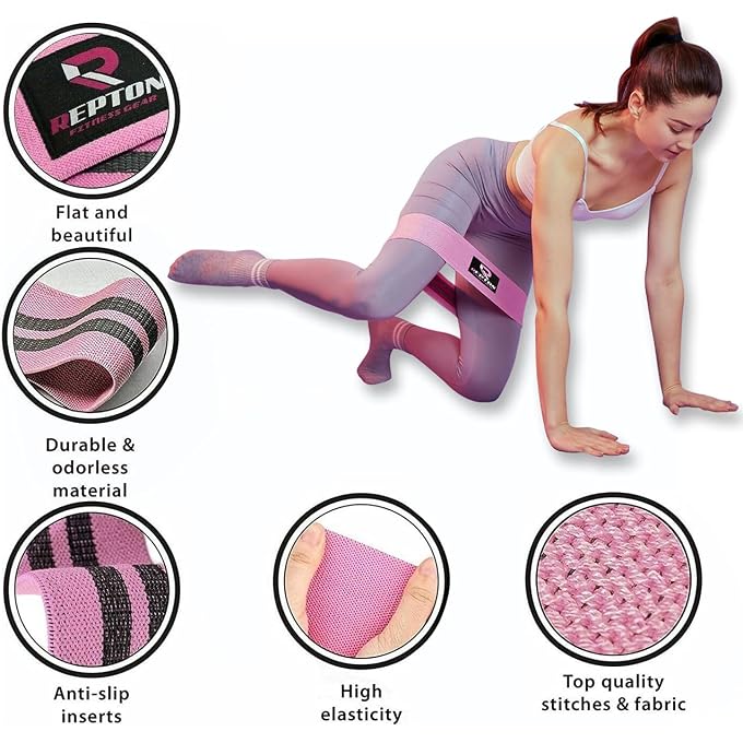 3 Sets Resistance Bands | Glutes, Hips And Legs Exercise Band | Ideal For Home Gym Fitness, Yoga, Pilates & Workout | Women And Men Non-Slip Booty Band | Physio Resistant Loop - Image 2