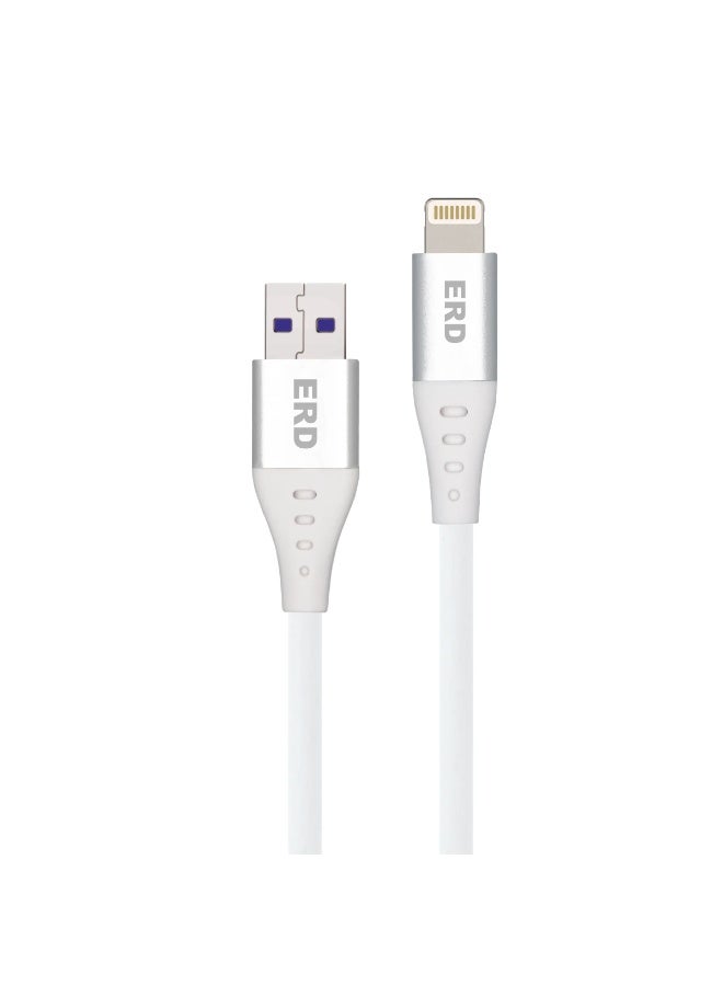 ERD 25W High-Speed Lightning to USB-A Charging and Data Sync Cable – 1 Meter Durable Metal Casing, 15000+ Bend Lifespan, Compatible with iPhone, iPad, AirPods, and All Lightning Devices (White/Silver) - Image 2