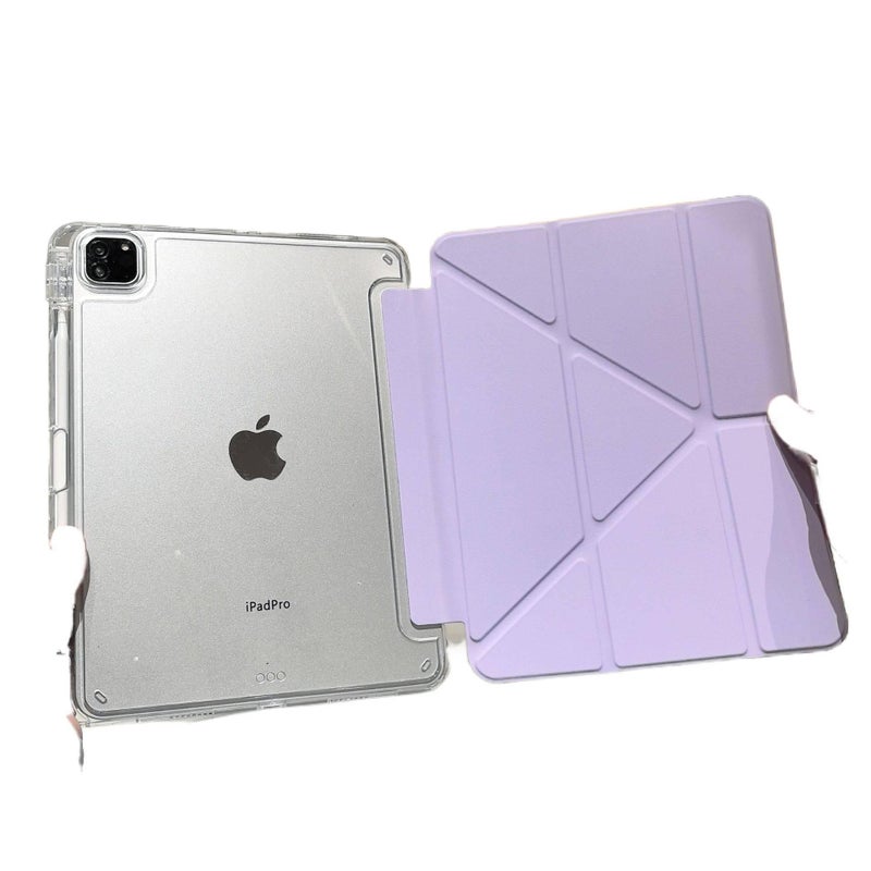 DGG Purple Transparent Clear Back iPad Case for iPad Air with Pencil Holder - Image 1