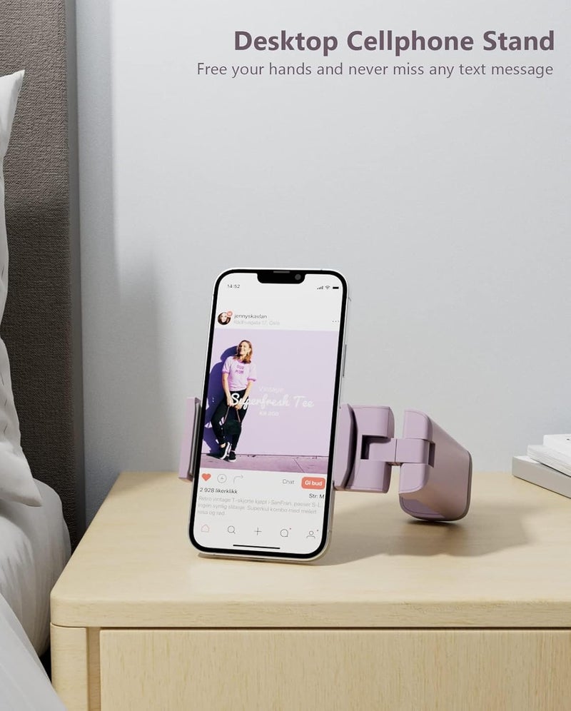 MiiKARE Travel Essentials Airplane Phone Holder, Universal Handsfree Phone Mount for Flying with 360 Degree Rotation, Travel Must Haves Phone Stand for Desk, Tray Table, Purple - Image 4