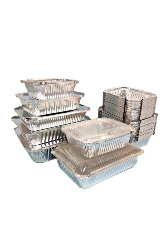 Tin Paper Box Disposable Aluminum Foil Box Disposable Lunch Box Aluminum Foil Packing Box Thickened Rectangular Barbecue Packing Box-Color:Box + Aluminum Coated Paper Cover-Specifications:1512 - Image 5