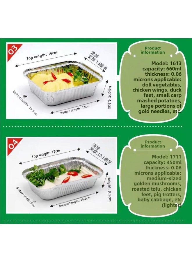 Tin Paper Box Disposable Aluminum Foil Box Disposable Lunch Box Aluminum Foil Packing Box Thickened Rectangular Barbecue Packing Box-Color:Box + Aluminum Coated Paper Cover-Specifications:1512 - Image 3