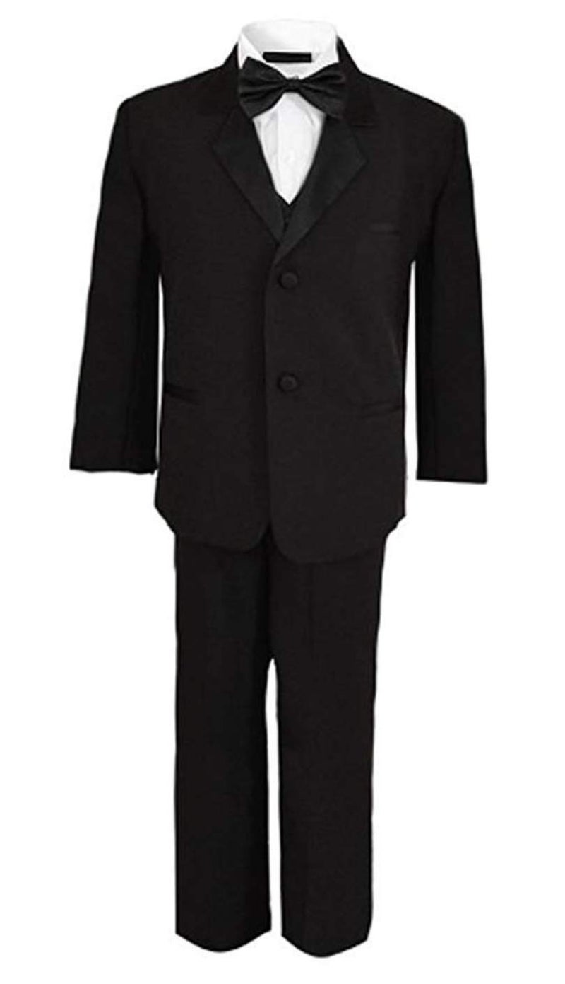 Rafael Boys Tuxedo with Vest, Shirt, and Bow Tie – Black, Size 7 - Image 3