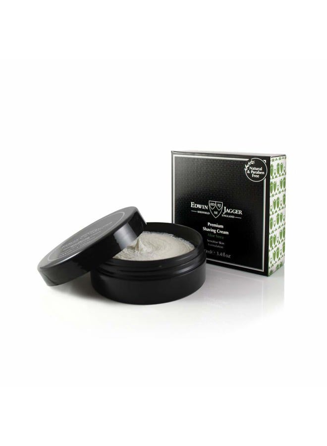 Edwin Jagger كريم حلاقة فاخر طبيعي 99.9%، 100 مل - صبار، 3.4 أونصة - Image 1