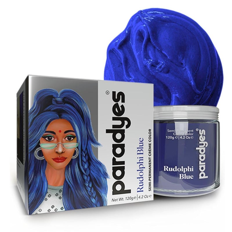 Paradyes Semipermanent Rudolphi Blue DIY Conditioner Based Hair Colour infused with Aloevera Bhringaraj Brahmi Almonds  Amla 120 gm - Image 1