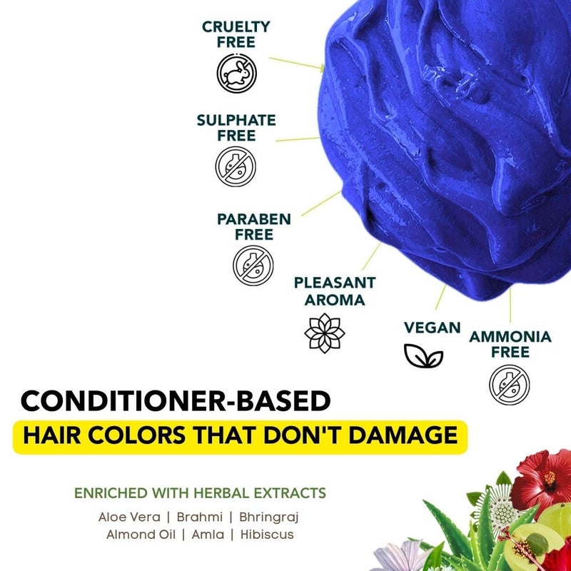 Paradyes Semipermanent Rudolphi Blue DIY Conditioner Based Hair Colour infused with Aloevera Bhringaraj Brahmi Almonds  Amla 120 gm - Image 5