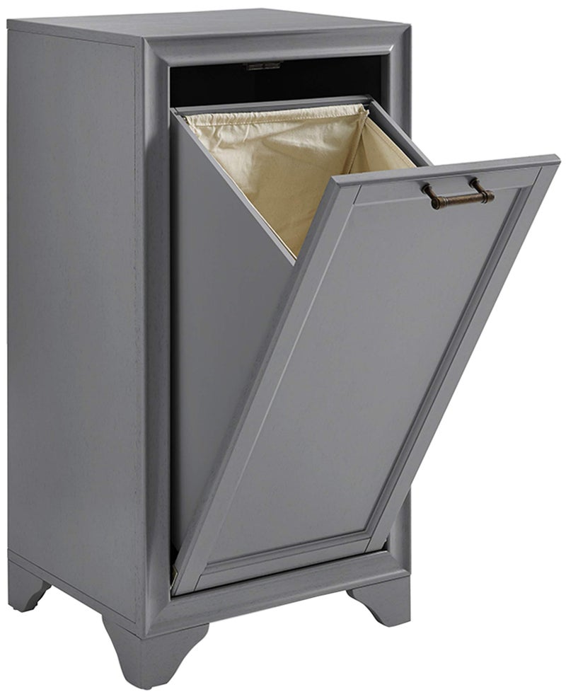 Crosley Furniture Crosley Furniture Tara Laundry Hamper with Linen Sorting Bag Bathroom Storage and Organization Vintage Gray 