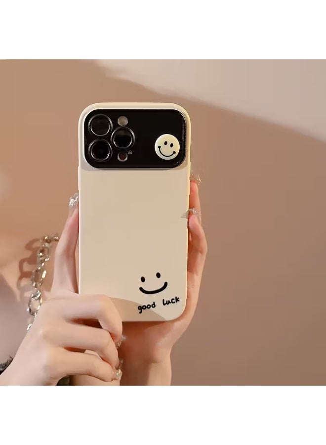 Temu Simple plain phone case with a cartoon smiley face design, shockproof and scratch-resistant cover compatible with iPhone 16 Pro