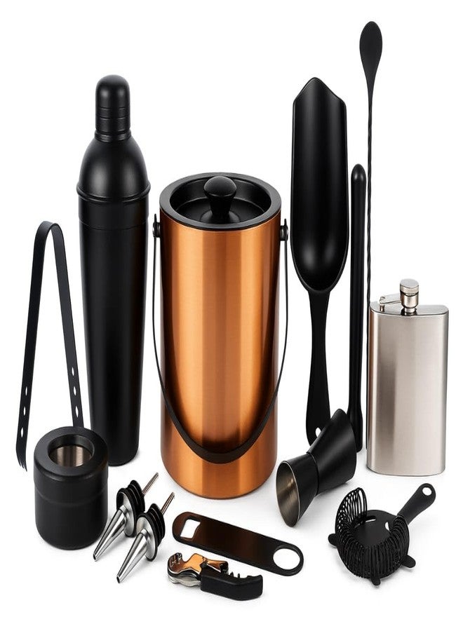 Nooks Stainless Steel Barware Kits and Accessories with ice Bucket (1.litr) and with Cocktail Shaker (750ml) in Multi Color for Home, bar and Mini bar_(Pack of 14)_(Made in India) - Image 1