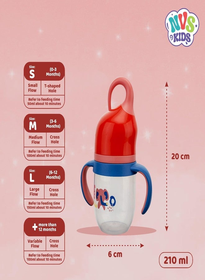 NVS KIDS Baby Feeding Bottle | 210ml Leak-Proof & Anti-Spill | BPA-Free with Soft Silicone Spout | Dust-Free Cover | for Newborns, Infants & Toddlers Up to 3 Years (Red) - Image 5