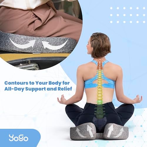 YoGo Coccyx Cushion for Tailbone Pain Relief | High Density and Contoured Seat Cushion for Chair & Car Seat Cushions | Orthopedic Memory Foam with Washable Cover – Back, Sciatica & Posture Support - Image 5