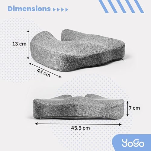 YoGo Coccyx Cushion for Tailbone Pain Relief | High Density and Contoured Seat Cushion for Chair & Car Seat Cushions | Orthopedic Memory Foam with Washable Cover – Back, Sciatica & Posture Support - Image 2