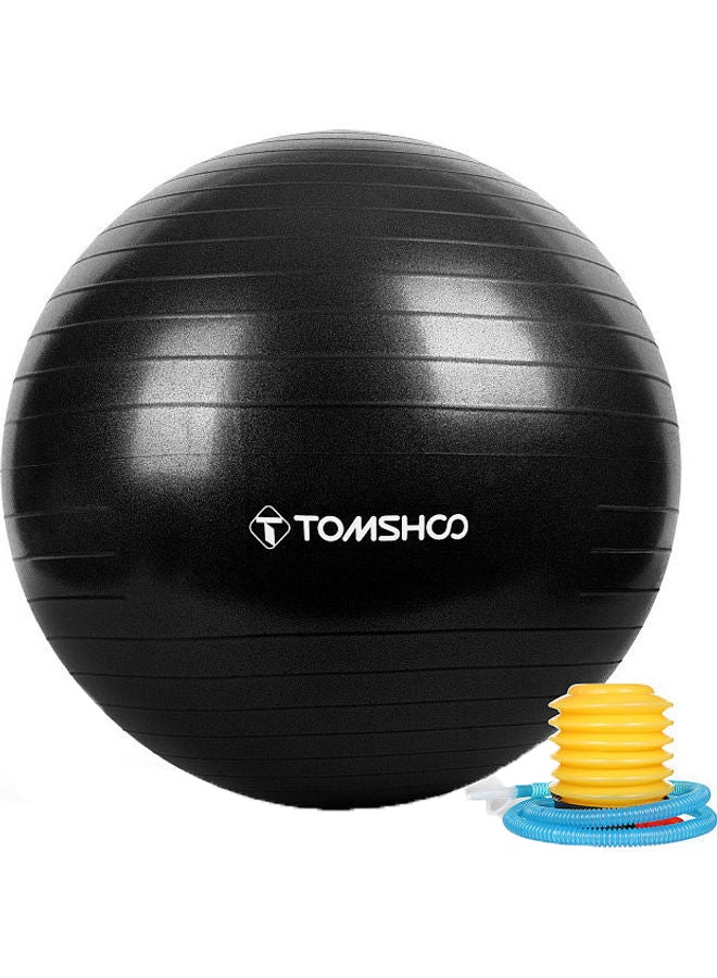 تومشو 65Cm Thickened Yoga Ball With Foot Pump For Stability Balance Pilates Physical Fitness Exercise Black - Image 1