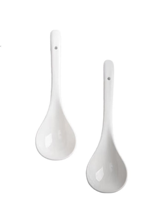 Pick up paintings Shihua Ceramic Large Soup Ladle Rice Spoon 27.8Cm, Serving Spoon For Soup, Porridge Scoop, Tablespoon, Single Piece - Image 1