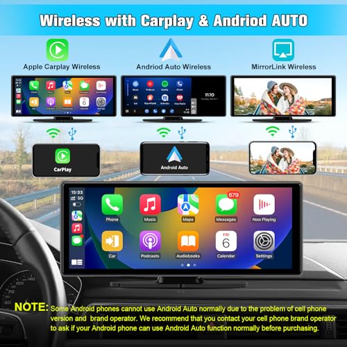 Pyniro 1026 Carplay Screen for Car Portable Carplay Android Auto Car Stereo Touchscreen GPS Navigation 4K Dash Cam1080P Backup CameraMirror LinkBluetoothVoice Control - Image 3