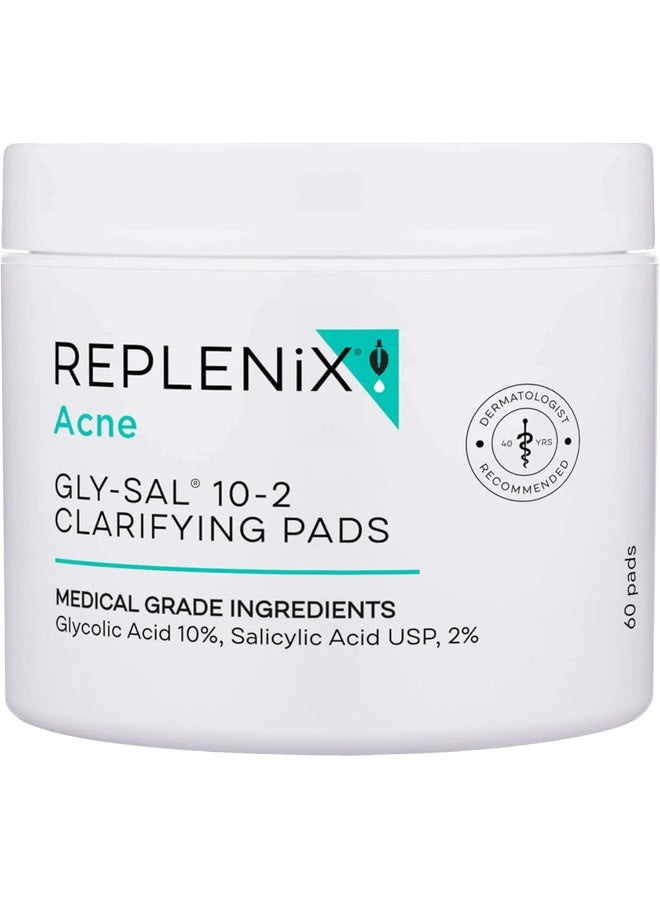 Replenix Acne Solutions Gly-Sal 10-2 Exfoliating Acne Pads With Glycolic Acid And Salicylic Acid, 60 Count - Image 1