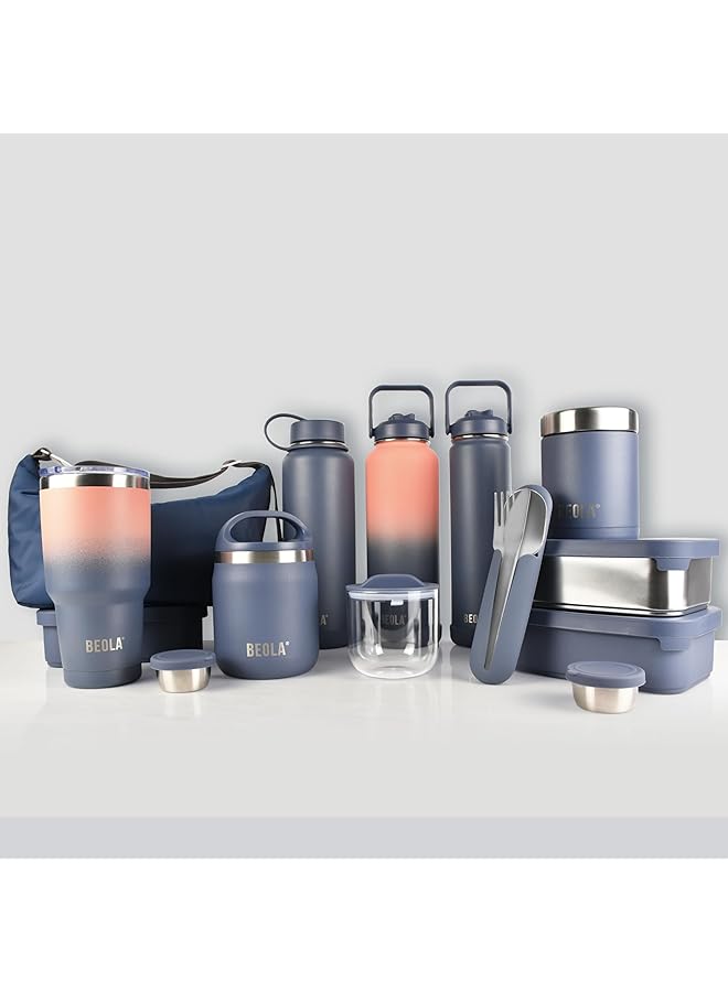 BEOLA Stainless Steel Cutlery Set with Silicone Case Travel Utensils with Pouch Reusable Fork Spoon and Knife Cutlery for Lunch Box Kids School Camping Outdoor Set of 4pcs (Marine Blue) - Image 5