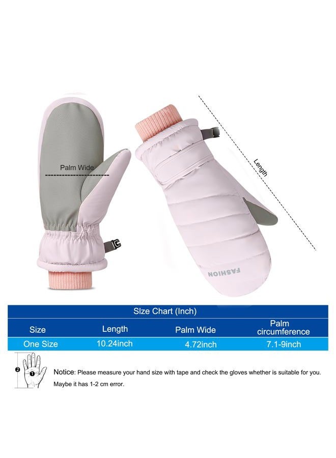 Bototack Winter Women Ski Mittens, Waterproof Touch Screen Snow Mitts, Anti Slip Warm Windproof Snowboard Gloves for Skiing Hiking Cycling (Pink) - Image 3