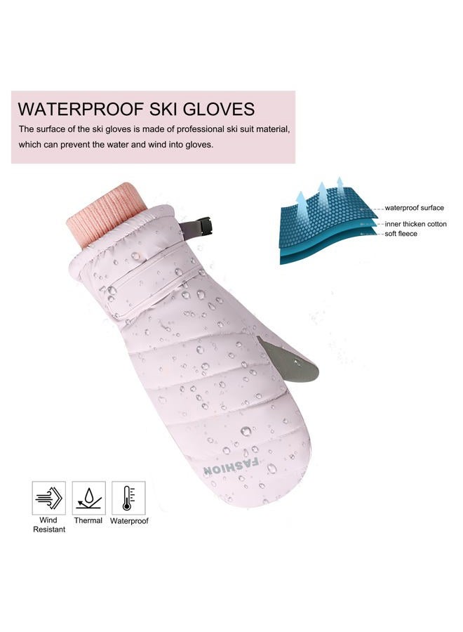 Bototack Winter Women Ski Mittens, Waterproof Touch Screen Snow Mitts, Anti Slip Warm Windproof Snowboard Gloves for Skiing Hiking Cycling (Pink) - Image 5