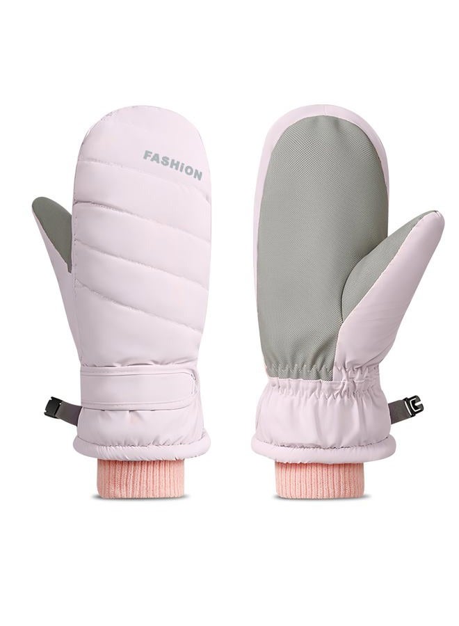 Bototack Winter Women Ski Mittens, Waterproof Touch Screen Snow Mitts, Anti Slip Warm Windproof Snowboard Gloves for Skiing Hiking Cycling (Pink) - Image 1
