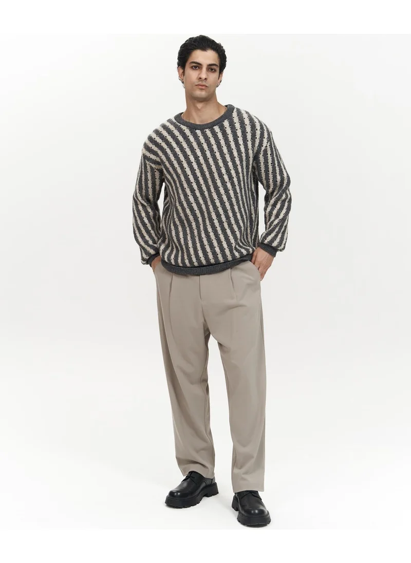 Mai Collection Elijah Striped Anthracite Men's Knitwear Sweater