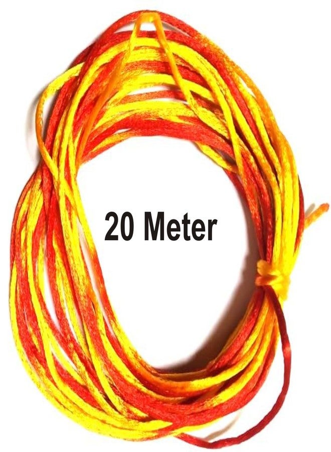 Gellon Kalawa - Moli - Mauli - Kalava - Chaddi Nada - Thread Roll - Sacred Thread Shudh Dhaga Red & Yellow Color - Raksha Sutra for Kids Men & Women - Dora for Nazar Battu Bracelet Pack of 20 Meter - Image 3