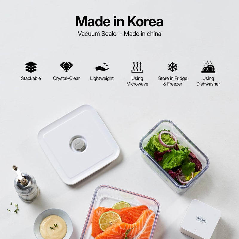VAKUEN Premium Airtight Food Storage Container. Meal Prep 0.85qt 5pc/Set. 4pcs Container and Vacuum Sealer. Patented Double Silicone Lining, 100% Leak Proof, BPA-FREE - Image 3
