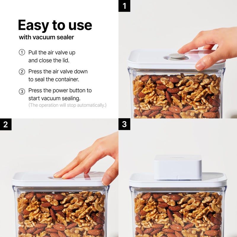 VAKUEN Premium Airtight Food Storage Container. Meal Prep 0.85qt 5pc/Set. 4pcs Container and Vacuum Sealer. Patented Double Silicone Lining, 100% Leak Proof, BPA-FREE - Image 5