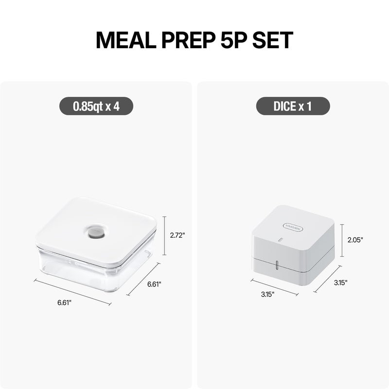 VAKUEN Premium Airtight Food Storage Container. Meal Prep 0.85qt 5pc/Set. 4pcs Container and Vacuum Sealer. Patented Double Silicone Lining, 100% Leak Proof, BPA-FREE - Image 2