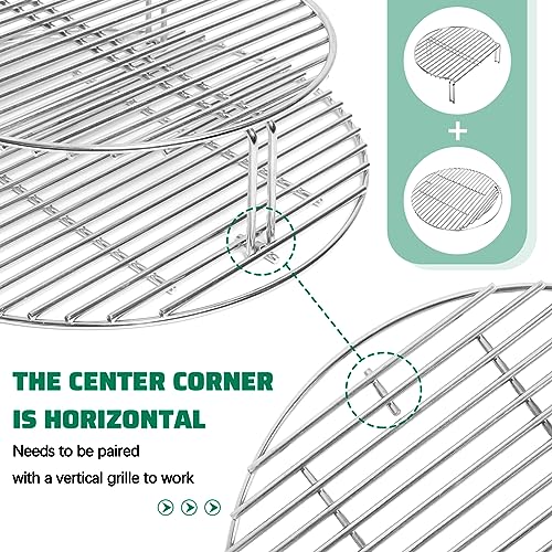 Vankey Grill Expander for Kamado Joe JR, All-in-one Stainless Cooking Grate Stack Rack fit Small Minimax Green Egg and Other Smoker Grill，Adds 60% More Extra Grilling Space - Image 3