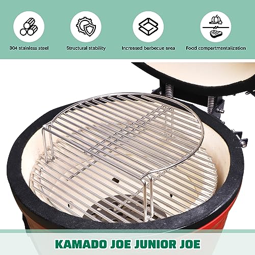 Vankey Grill Expander for Kamado Joe JR, All-in-one Stainless Cooking Grate Stack Rack fit Small Minimax Green Egg and Other Smoker Grill，Adds 60% More Extra Grilling Space - Image 4