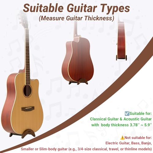 Onmiwod Acoustic Guitar Stand, Clip-On Self-Standing Solid Wood Guitar Stand, Portable Lightweight Guitar Stand Floor, Guitar Holder for Travel and Stage, Gift for Acoustic, Classic and Folk Guitar L-Size - Image 4