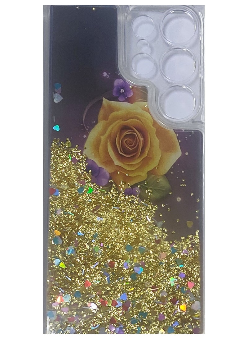 Unique Case for Samsung Galaxy S23 Ultra Glitter Case, Liquid Sparkle Quicksand Clear Transparent Sequin Girls Slim TPU Bumper Silicone Shockproof Cover for Samsung S23 Ultra Yellow