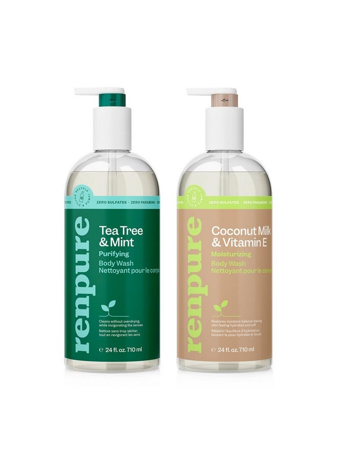 Renpure Llc Tea Tree Mint Oil & Coconut Vitamin E Sulfate Free Moisturizing Body Wash For Dry Sensitive Skin Antibacterial Body & Hand Soap For Men Women Kids & Toddlers White 24 Oz - Image 1
