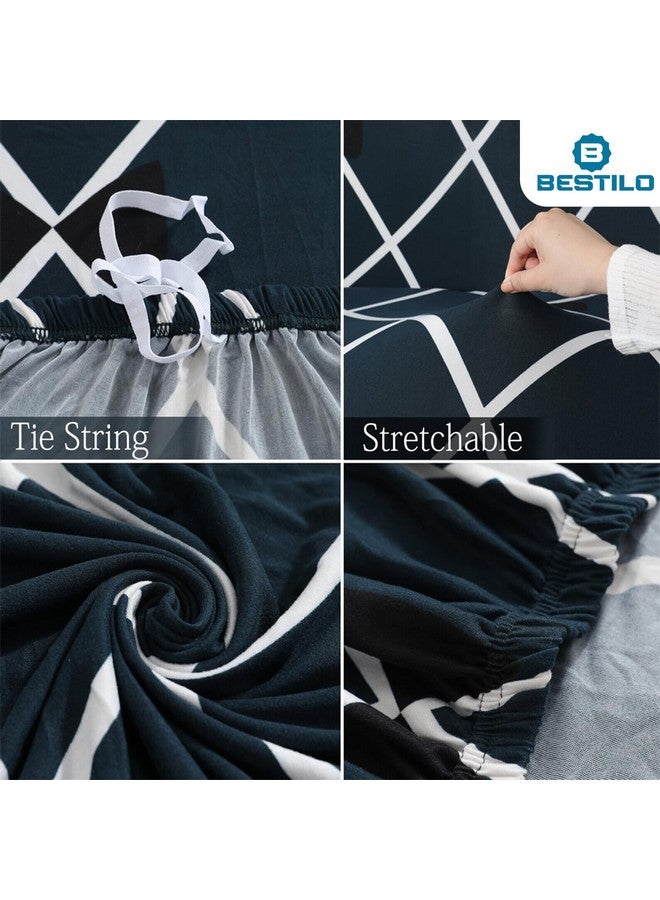 B BESTILO Sofa Cover 3 Seater and 2 Seater Fully Covered Universal 5 Seater Sofa Cover Non-Slip Sticky Elastic Stretchable Sofa Set Slipcover Protector for (Blue Diamond, Five Seater (3+1+1)) - Image 3