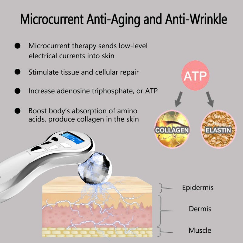 Yeamon مدلك وجه بتقنية المايكروكرنت 4D، مدلك كهربائي قابل لإعادة الشحن لرفع الوجه وأذرع الساقين لمكافحة الشيخوخة والتجاعيد وتدليك الوجه - Image 4