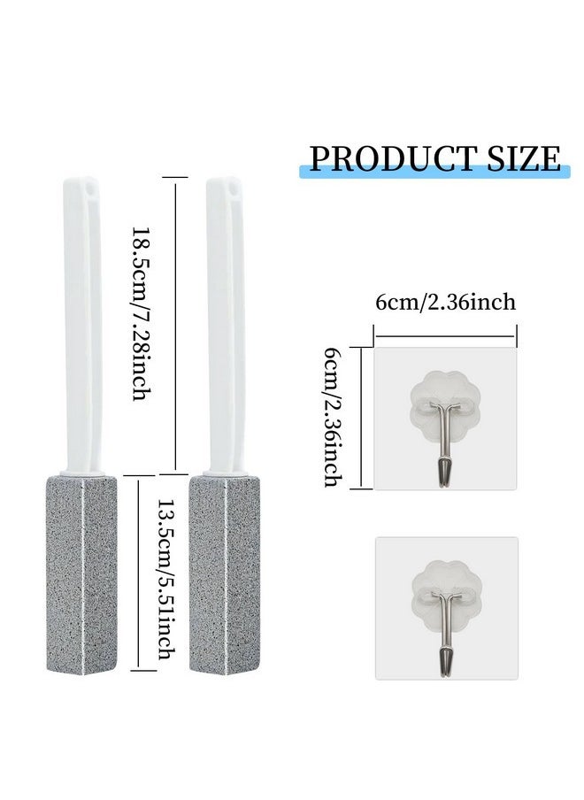 Feelorna - 2 Pack Pumice Stone For Toilet Cleaning With Extra Long Handle, Hard Water Stain Brush With 2Pcs Hooks, Stain Remover Cleaning Brush For Toilet, Kitchen Sink, Household Cleaning (Long Handle) - Image 1
