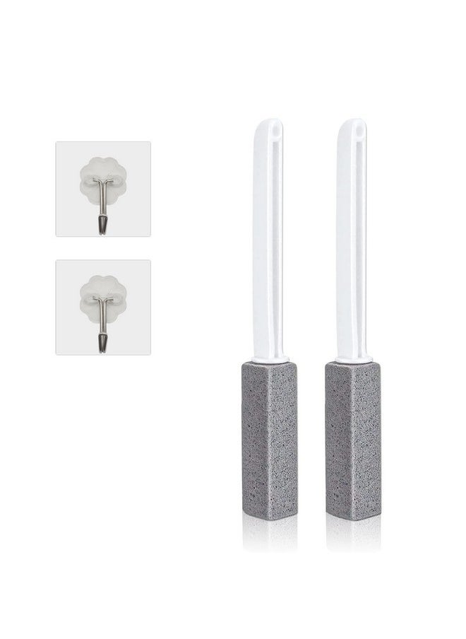 Feelorna - 2 Pack Pumice Stone For Toilet Cleaning With Extra Long Handle, Hard Water Stain Brush With 2Pcs Hooks, Stain Remover Cleaning Brush For Toilet, Kitchen Sink, Household Cleaning (Long Handle) - Image 1