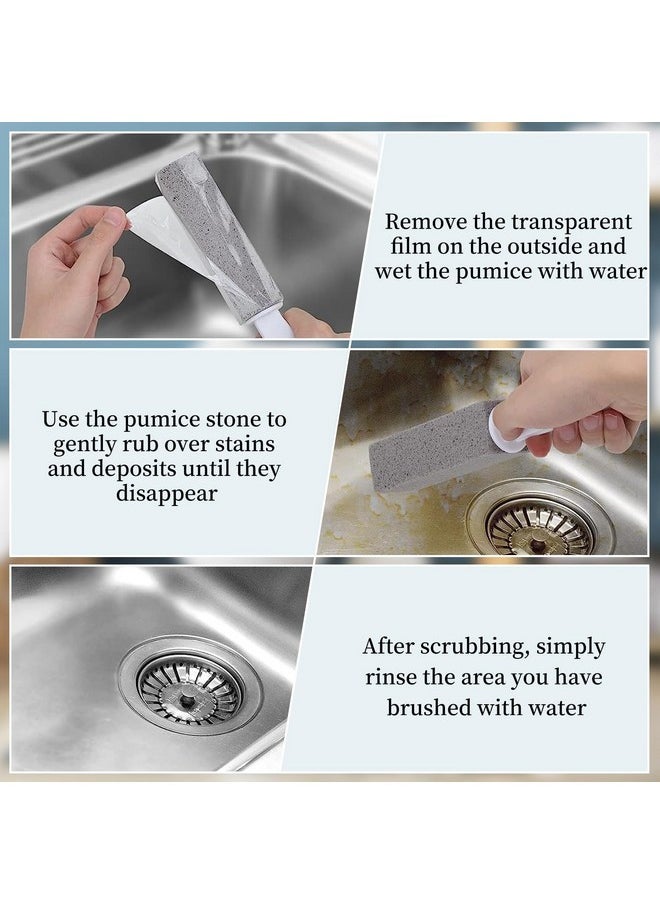 Feelorna - 2 Pack Pumice Stone For Toilet Cleaning With Extra Long Handle, Hard Water Stain Brush With 2Pcs Hooks, Stain Remover Cleaning Brush For Toilet, Kitchen Sink, Household Cleaning (Long Handle) - Image 1