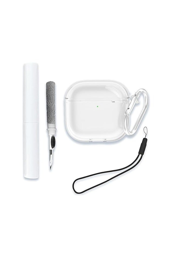 Protective Case for AirPods 4 (4th Generation) Upgraded 2024 Version, Soft Transparent Shockproof TPU Protective Case with Keychain and Cleaning Kit for Women and Men (Clear Color)