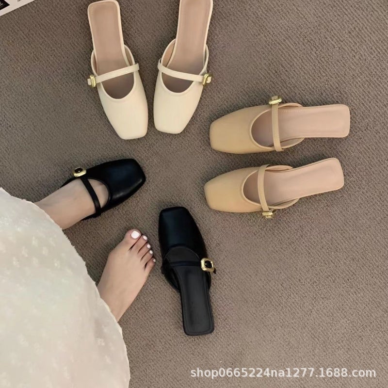 [1035 People Collection] High-End Western Style Sandals for Women 2025 New Summer Flats Casual Beach Shoes Thick Soles Khaki - Image 4