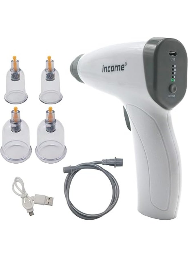 مجموعة العلاج بالحجامة الكهربائية، جهاز الحجامة الصيني المحمول مع مضخة، جهاز العناية بالتدليك للجسم والخدش، 4 أكواب شفط فراغية، مجموعة مدلك الحجامة الكهربائية للاستخدام المنزلي - Image 1